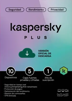 Kaspersky Plus Para 10 PCs por 1 Año