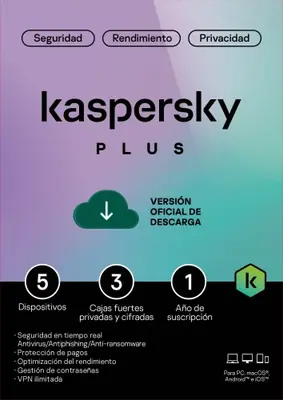 Kaspersky Plus Para 5 PCs por 1 Año