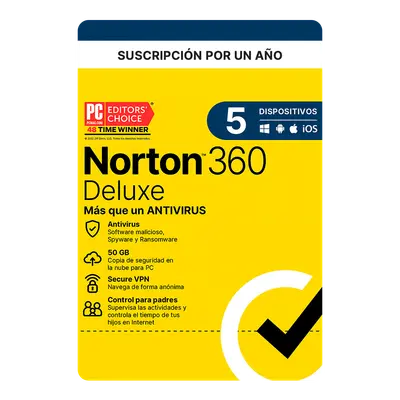 Norton 360 Deluxe 5 Dispositivos 1 Año