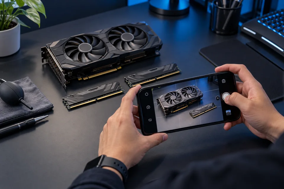 Fotografías de componentes tomadas con un teléfono