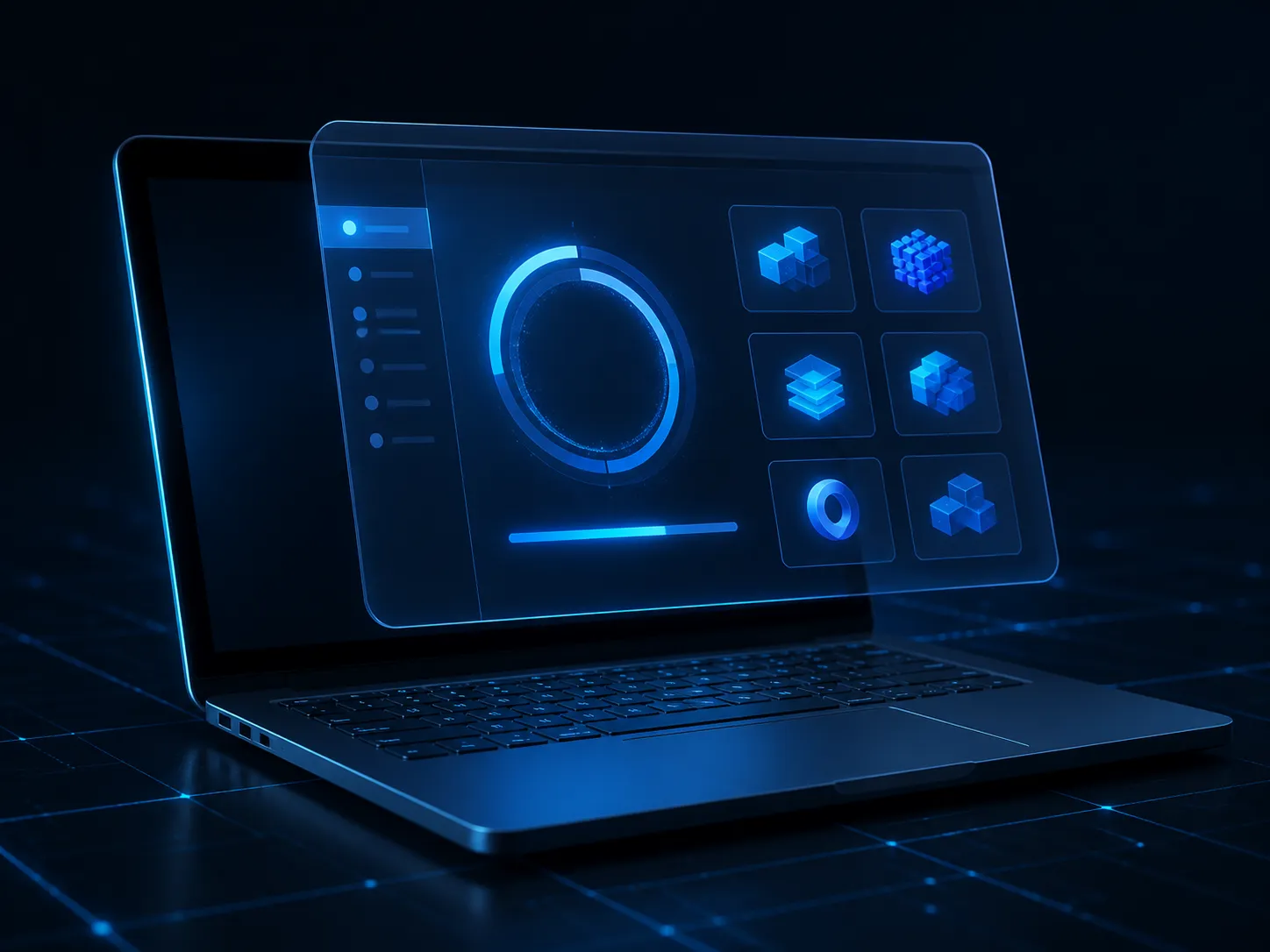 Laptop mostrando una instalación remota de software